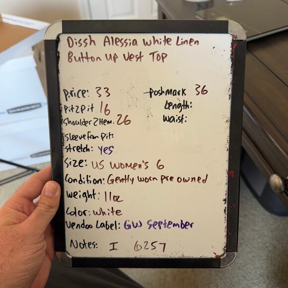 Dissh Alessia White Linen Button Up Vest Top US Women's 6 - Picture 7 of 7